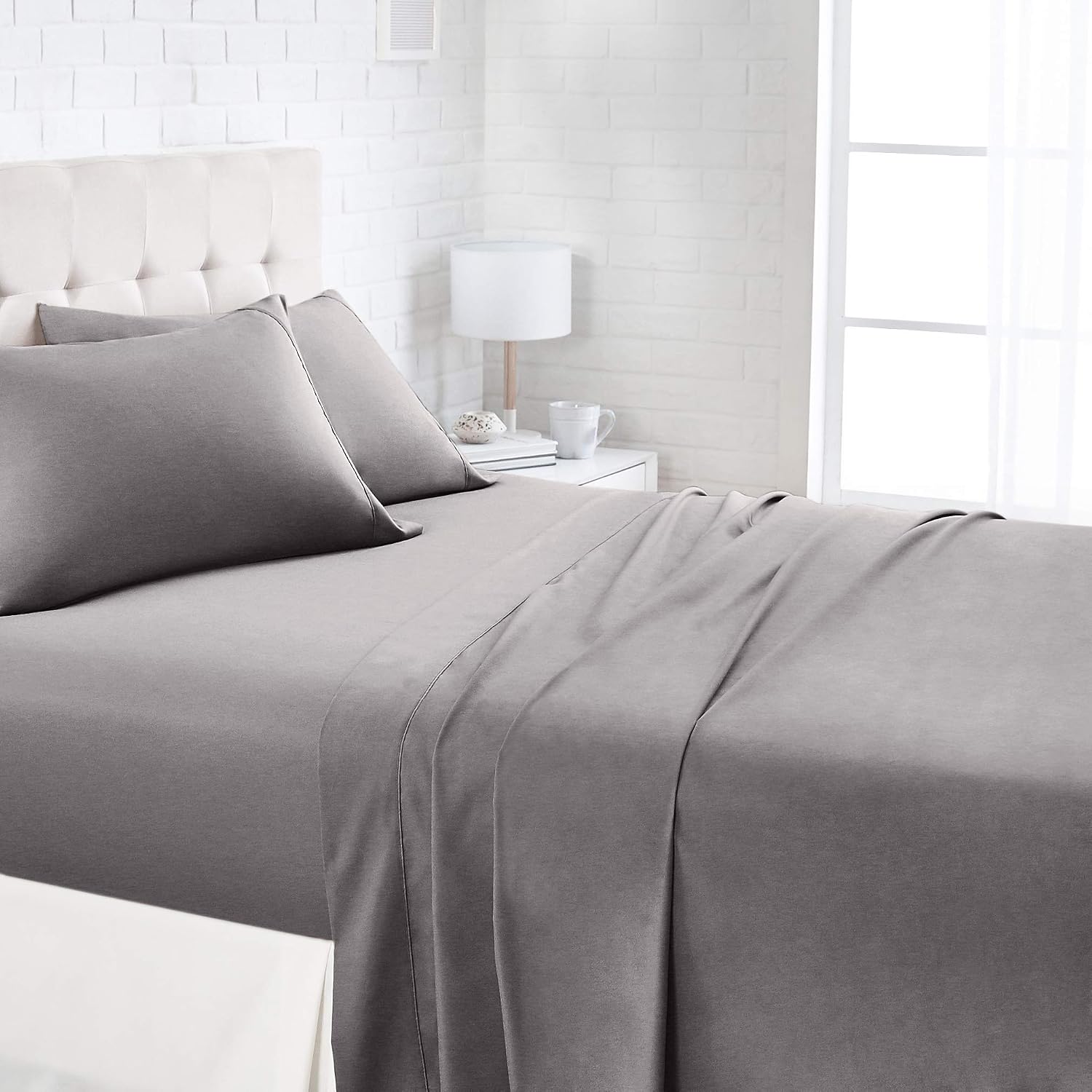Amazon Basics 1100TC Luxury Easycare Sheet Set - Queen, Dark Grey