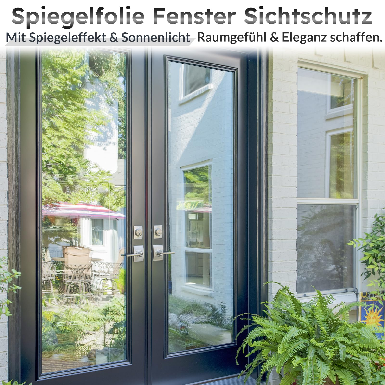 rabbitgoo Pellicola Specchio per Vetri Finestre 90x200cm Nero Argento, Pellicola Oscurante Vetri Finestre Anti UV, Pellicole Privacy Unidirezionali con Controllo del Calore Adatto per Casa Ufficio