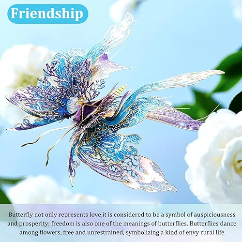 Miniatura 2 de Microworld Kit de rompecabezas de metal 3D, rompecabezas 3D de mariposa de deseos para adultos, kits de modelo de metal de bendición para el hogar,
