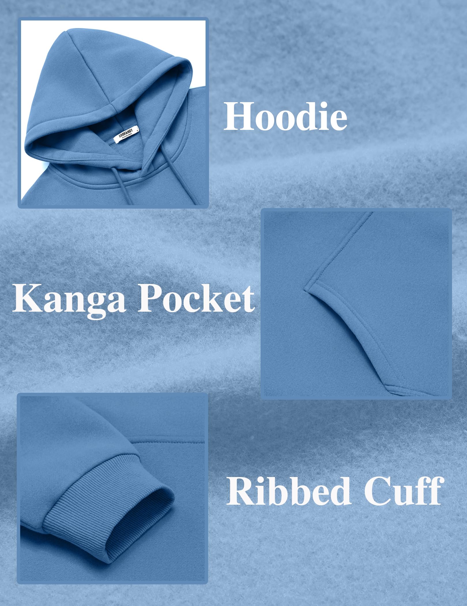 COOFANDY Hoodie Herren Kapuzenpullover Fleece Kapuzenpulli Baumwolle Sweatshirt mit Kapuze Basic Winter Hoodies für Männer
