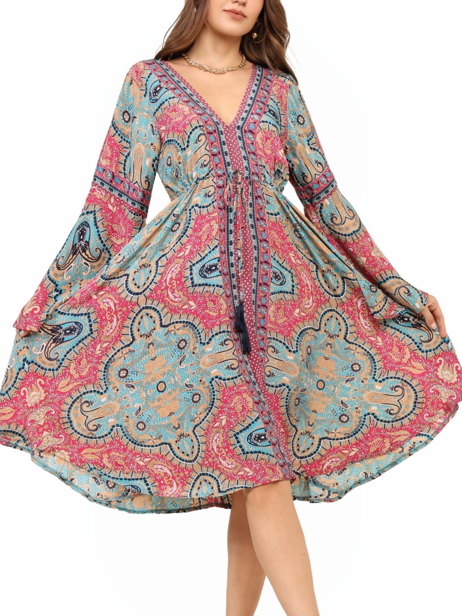 KE KANHA EXPORTS Dress|Beach Wear Dress|Boho Beach Style|Easily fits M-L|Bust 36-38in