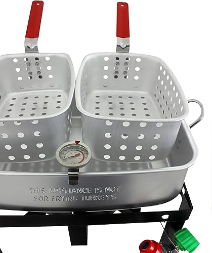 Miniatura 3 de Chard Freidora de pescado y alas para exteriores, doble cesta, 18 cuartos de galón, color negro