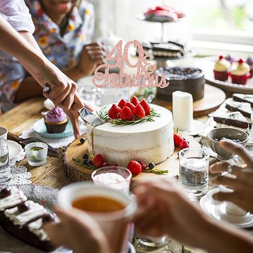 Miniatura 6 de Gyufise 1 decoración de 40 y fabulosos adornos para tartas de oro rosa 40 y fabulosos adornos para tartas de cumpleaños de 40 años, decoraciones de