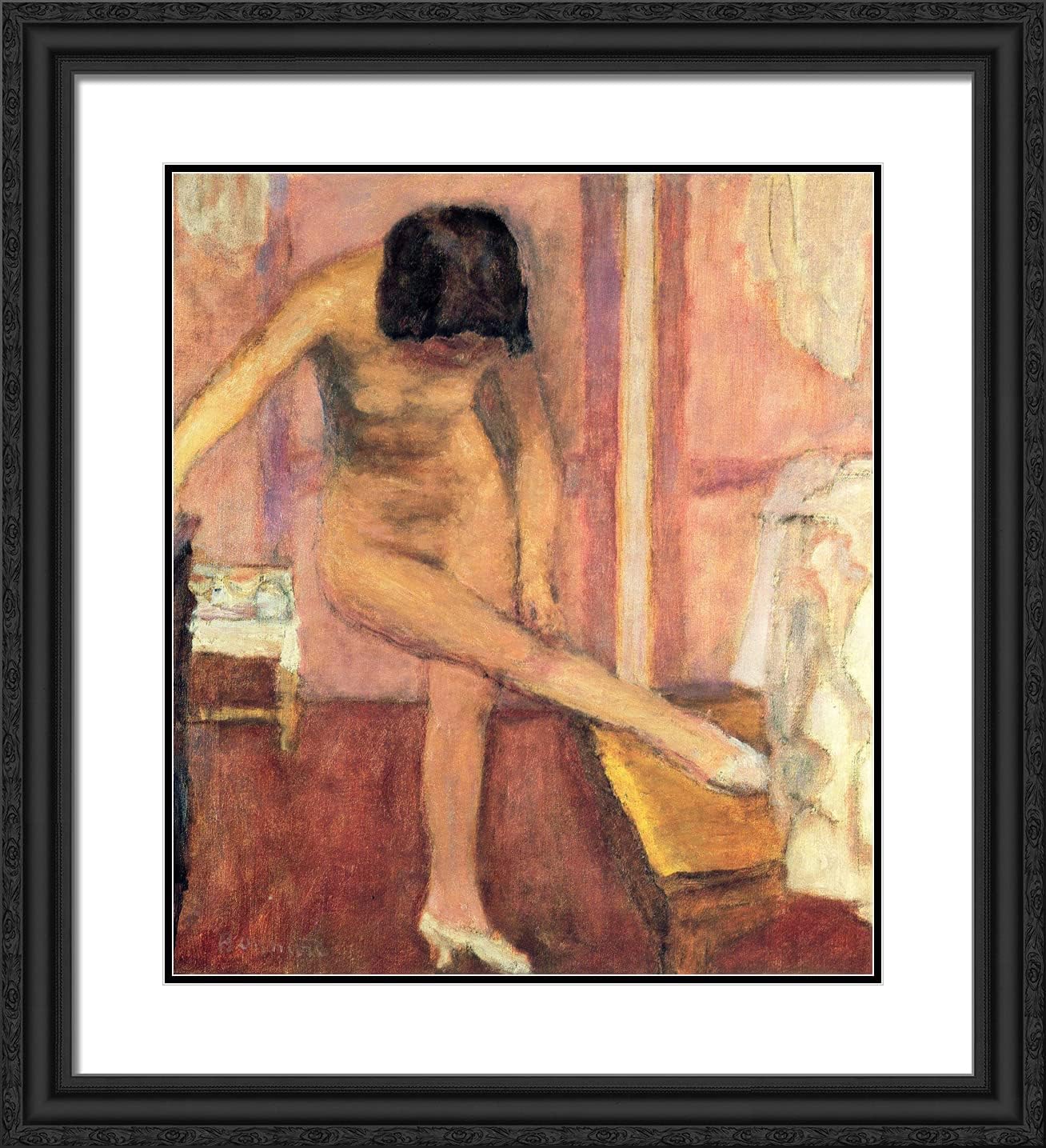 ArtDirect Bonnard, Pierre 20x22 Black Modern Framed Art Print with Double Matting Titled: Female Nude V