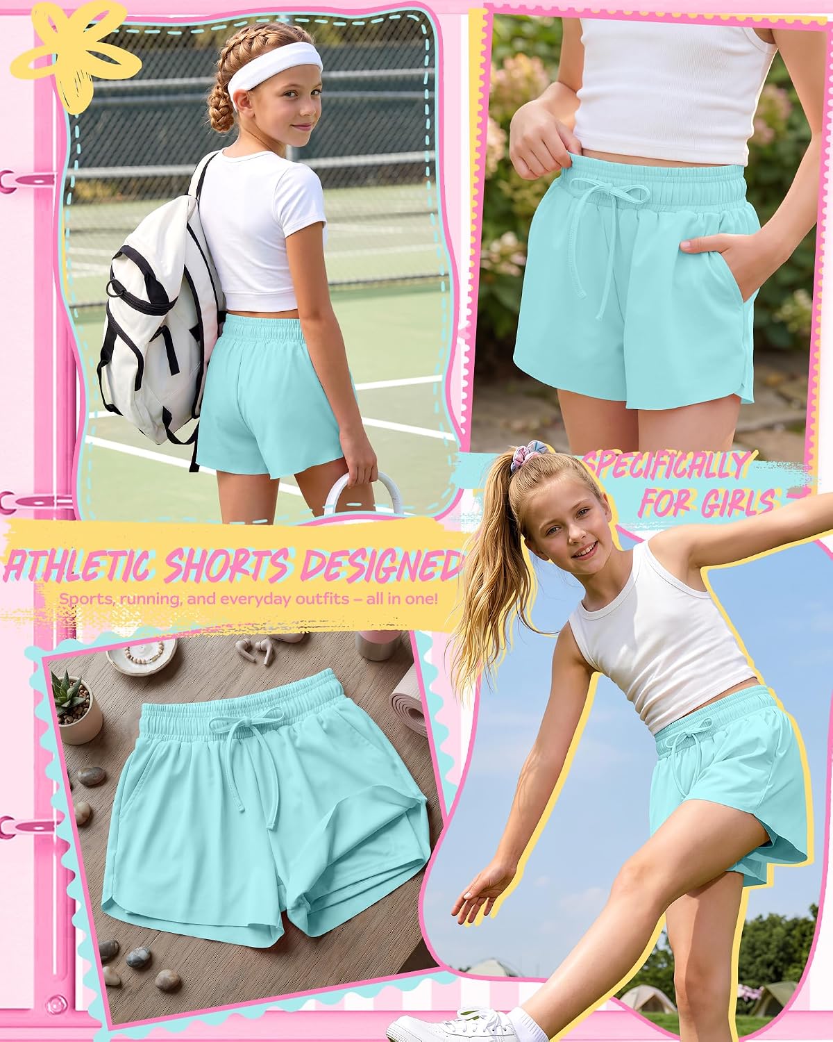 Girls Butterfly 2 in 1 Sports Shorts
