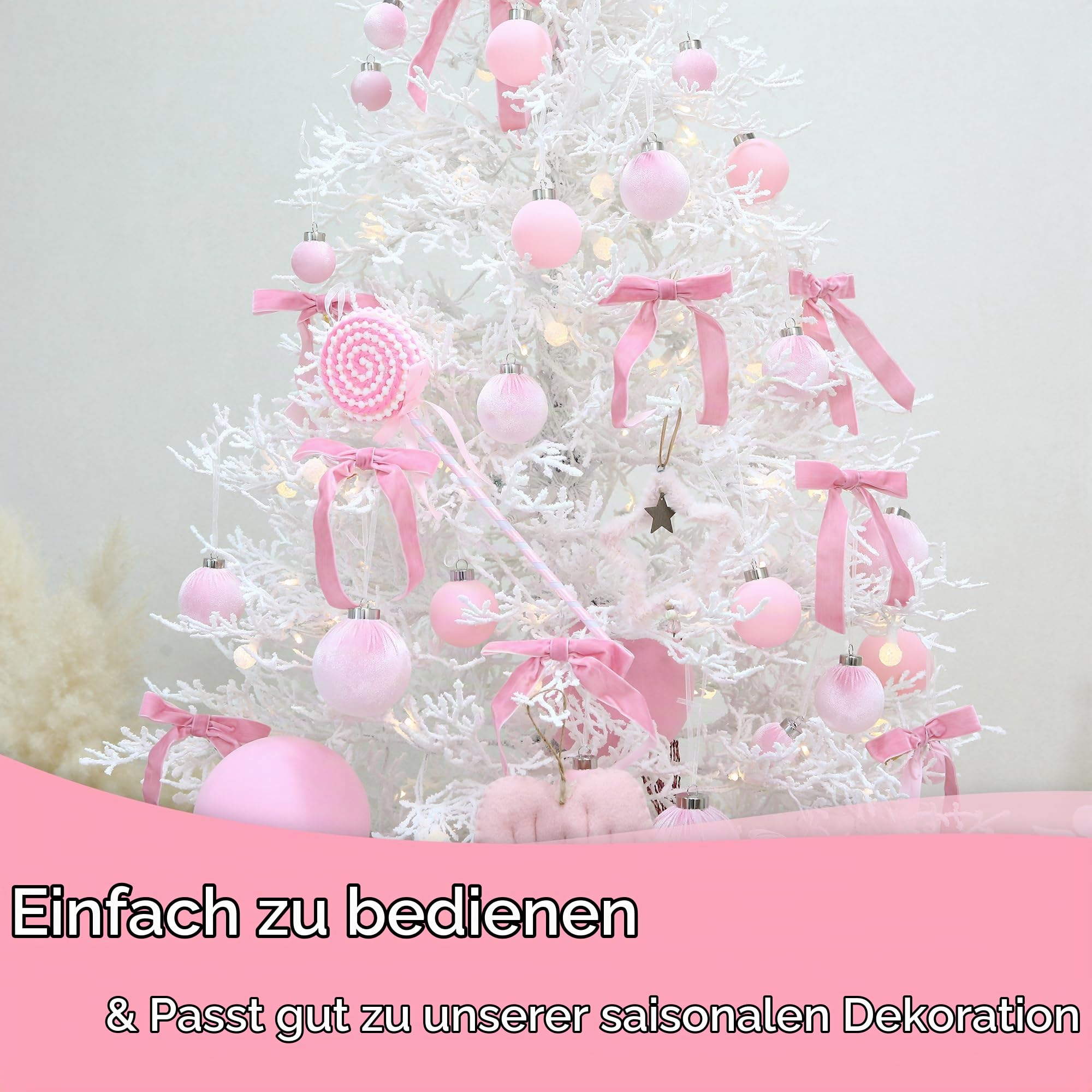 Sea Team 25er-Pack beflockte Samt Christbaumkugeln 60 mm Rosa | Bruchsichere Velourskugeln aus beflocktem Samt für Baum, Kranz, Girlande