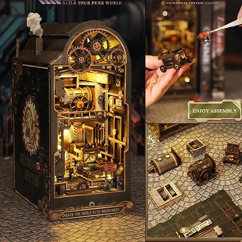 Miniatura 38 de ISSEVE Kits en miniatura de rincón de libros para adultos, rompecabezas de madera 3D, casa de muñecas, kit de casa en miniatura para decoración