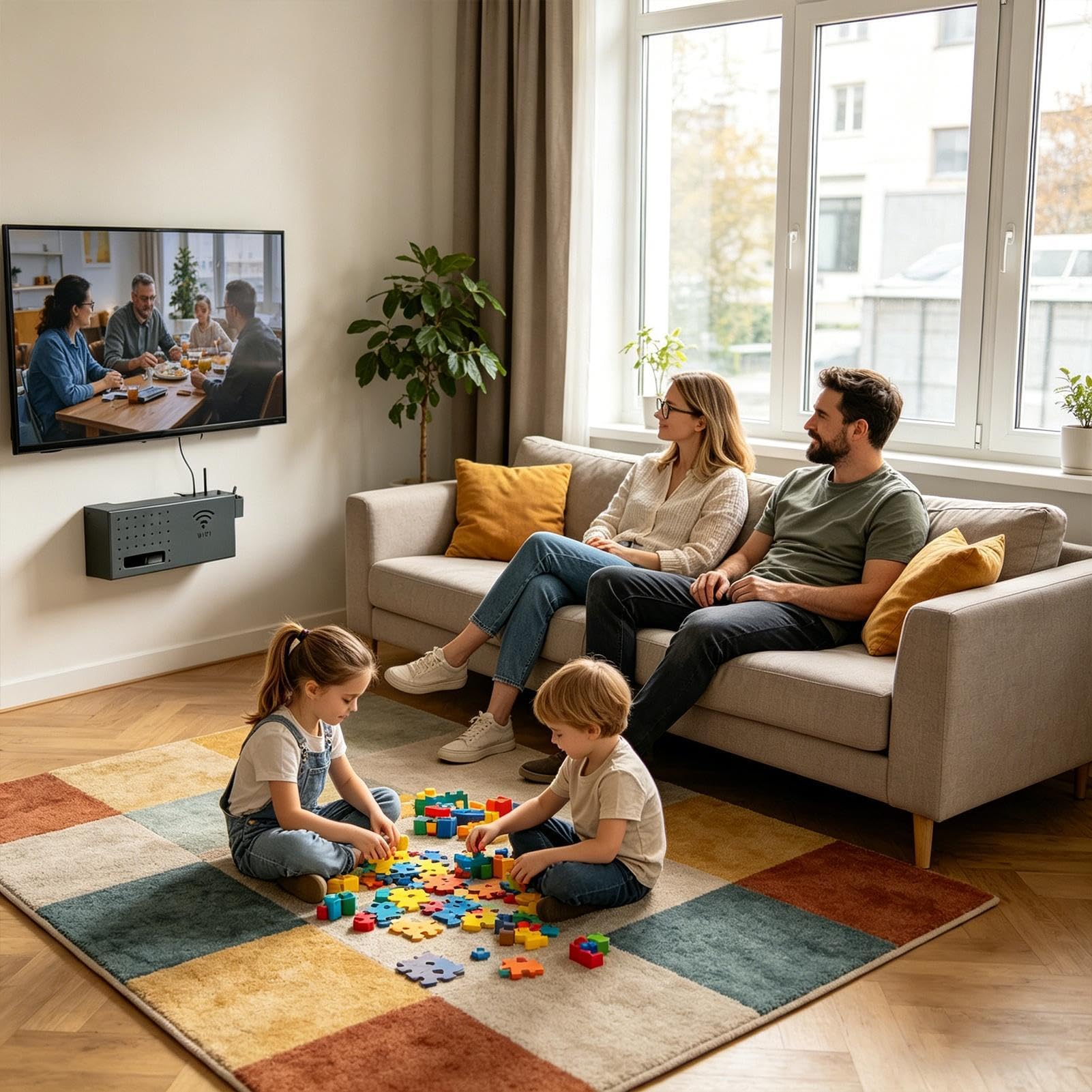 Router-Aufbewahrungsbox – Wandregal aus Karbonstahl, Wärmeableitungsschlitze, integrierte Kabelordnung, keine Bohrmontage | Schwimmende Netzwerk-Hub-Abdeckung für Wohnzimmer, Schlafzimmer, Wohnheim