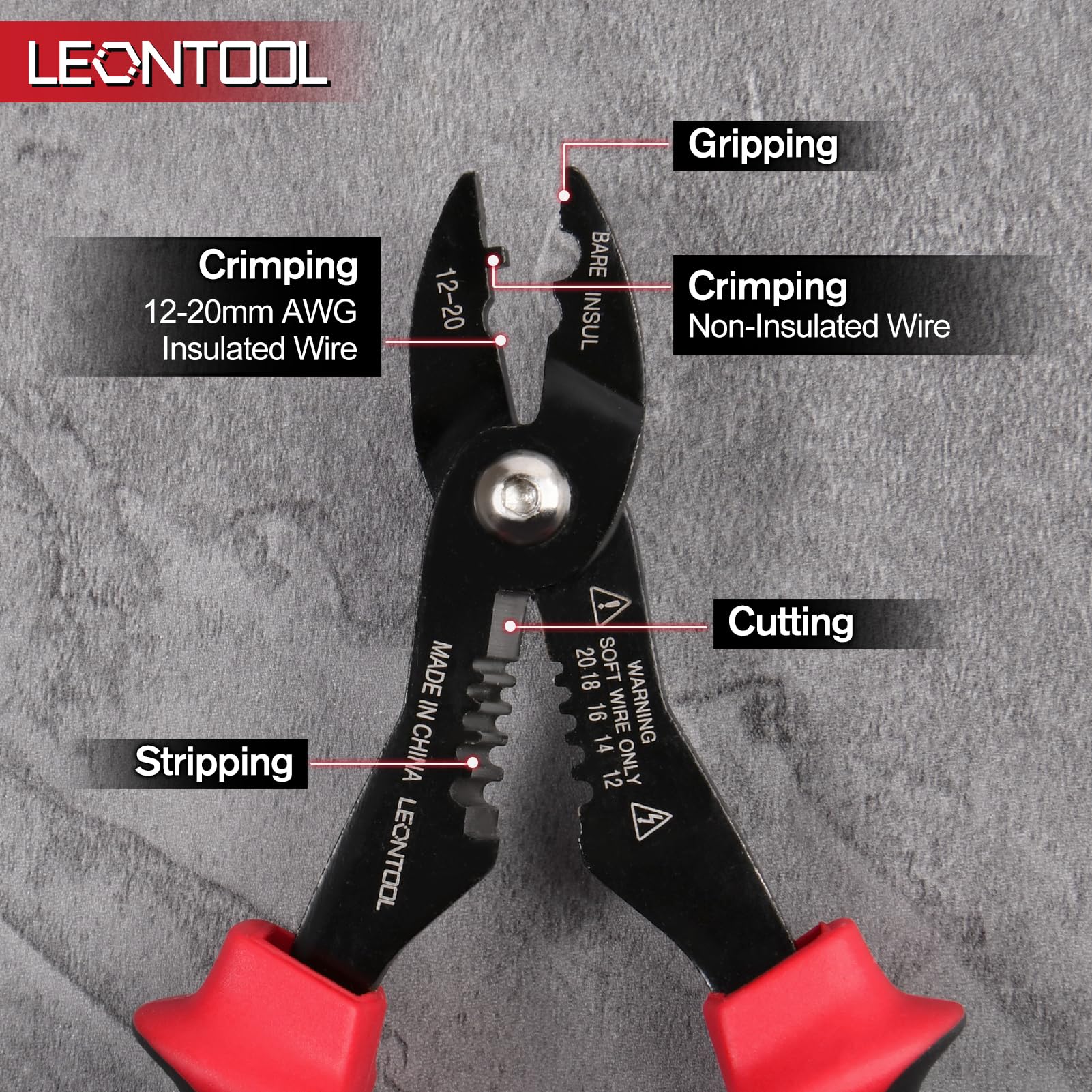 Amazon | LEONTOOL 電工ペンチ ワイヤーストリッパー 4つの作業を1本で