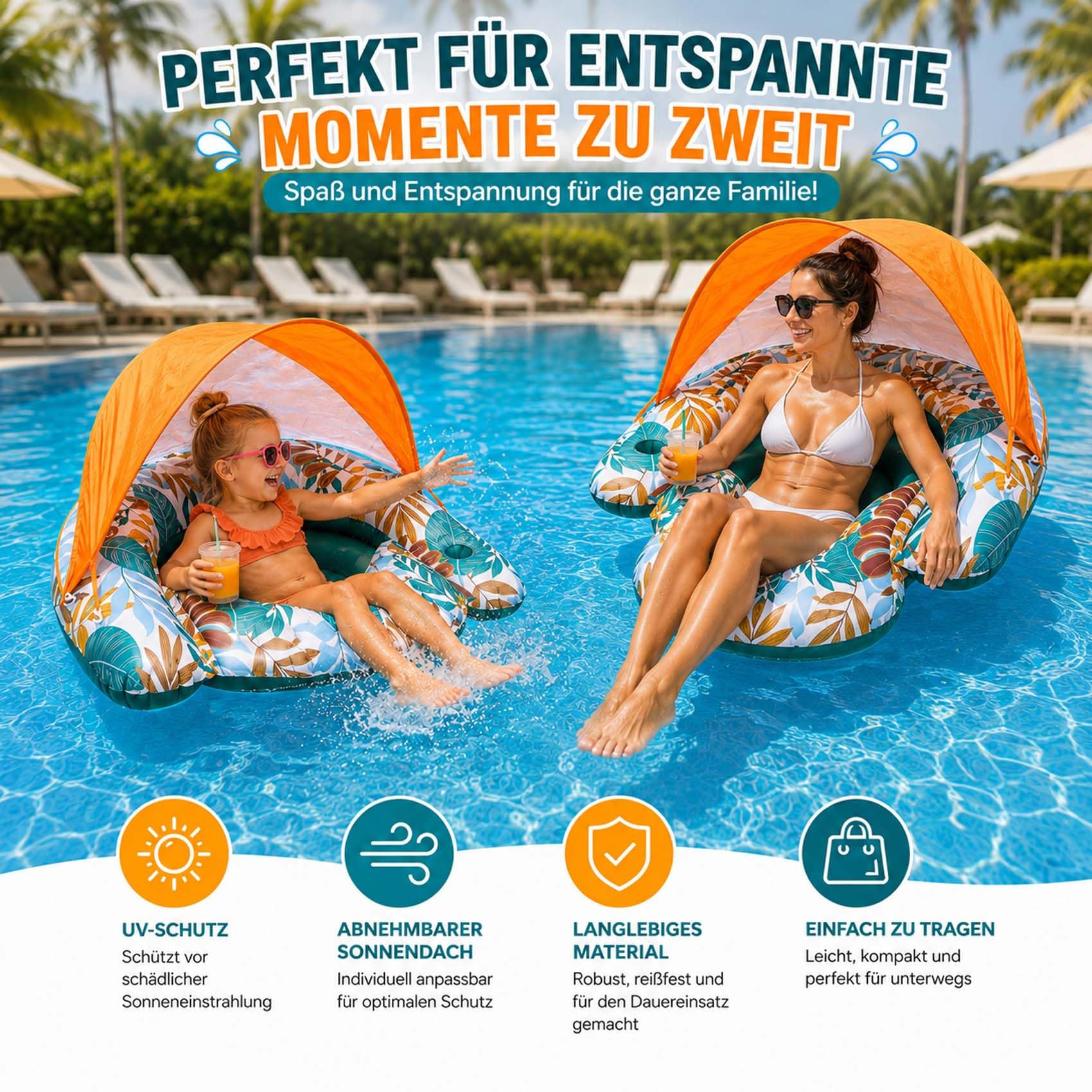 Inflatable Water Pool Air Mattress for Adults - Schwimmsessel füR Pool Erwachsene & Pool Sitz HäNgematte, Poolsitze Erwachsene füR Sommerpartys, Strand & See, Faltbar