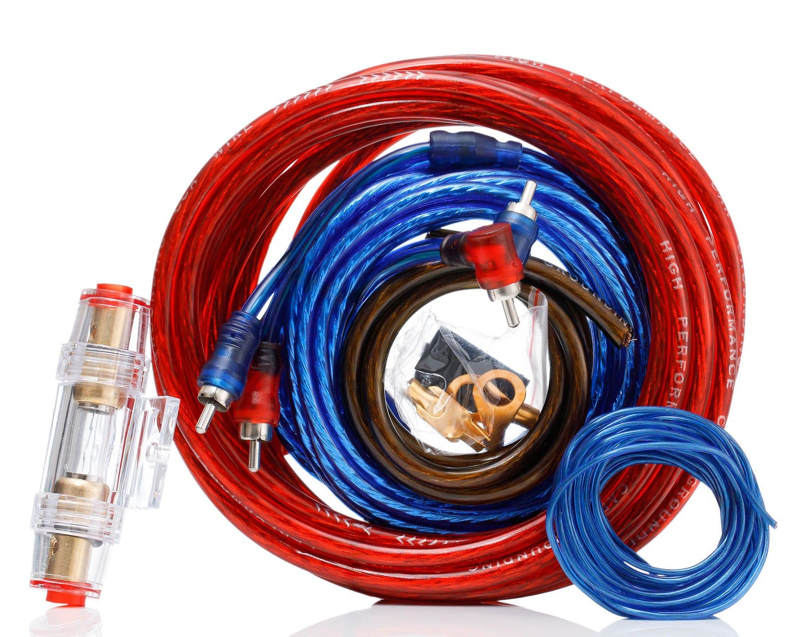 1500W Car Amplifier Wiring Complete Installation Kit, Subwoofer Wiring Kit, Car Audio Modification Wiring Harness with Fuse Holder