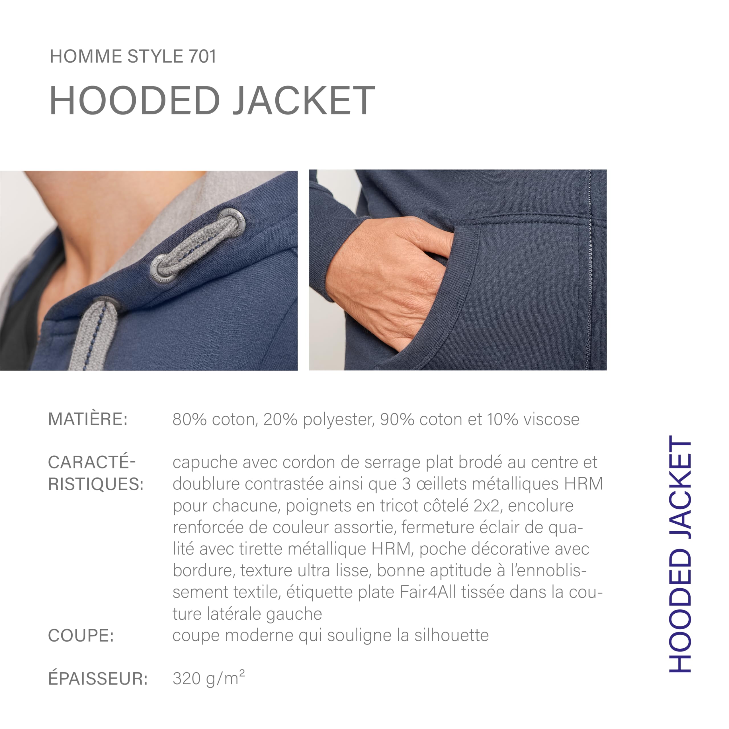 HRM Jacket M Hooded Sweatshirt Homme (Lot de 1)