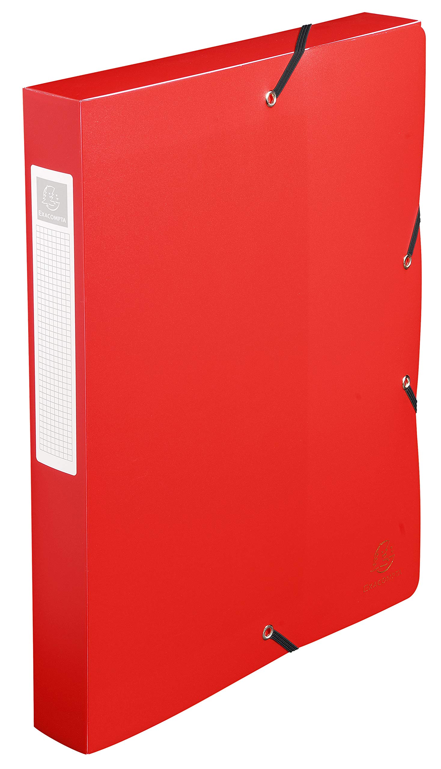 Exacompta - Ref 59785E - Uni PP Elasticated Filing Box - 250 x 330mm in Size, Suitable for Holding A4 Documents, 40mm Spine, Opaque Polypropylene, Spine Label - Red