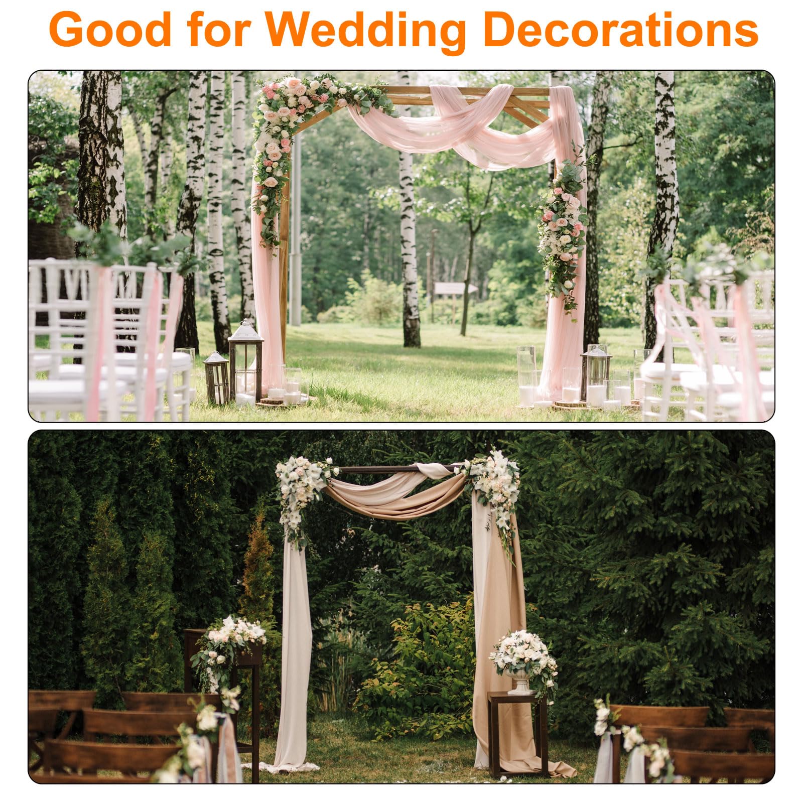 QUARKZMAN Hochzeit Bogen Drapierung Stoff 3 Paneele 30" x 20 FT Chiffon Schiere Drapierung Rückwand Vorhänge für Braut Hochzeit Zeremonie Party Dekoration Rose