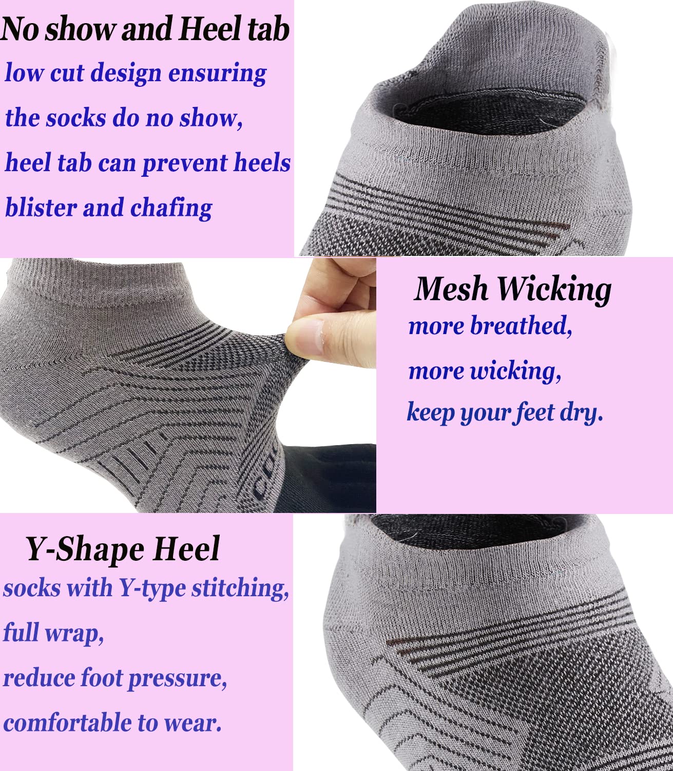 Coolmax - Calcetines de dedo para mujeres y hombres, corte bajo, alto rendimiento, 5 dedos, para correr, atléticos, absorben la humedad, paquete de 3, Gris claro, negro, gris, Small