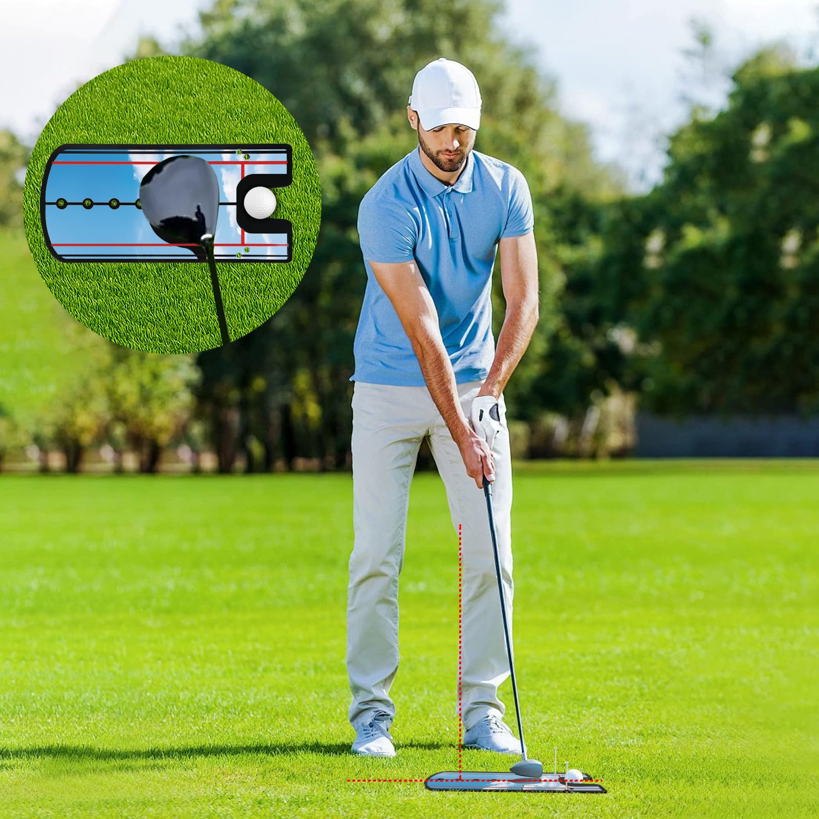 Ykimok Golf Putting Spiegel, Putting Trainingshilfe, Putting Spiegel für Golfer, korrigiert die Haltung für verbesserte Genauigkeit, geeignet für Indoor-Praxis, Outdoor-Training und Heimgebrauch