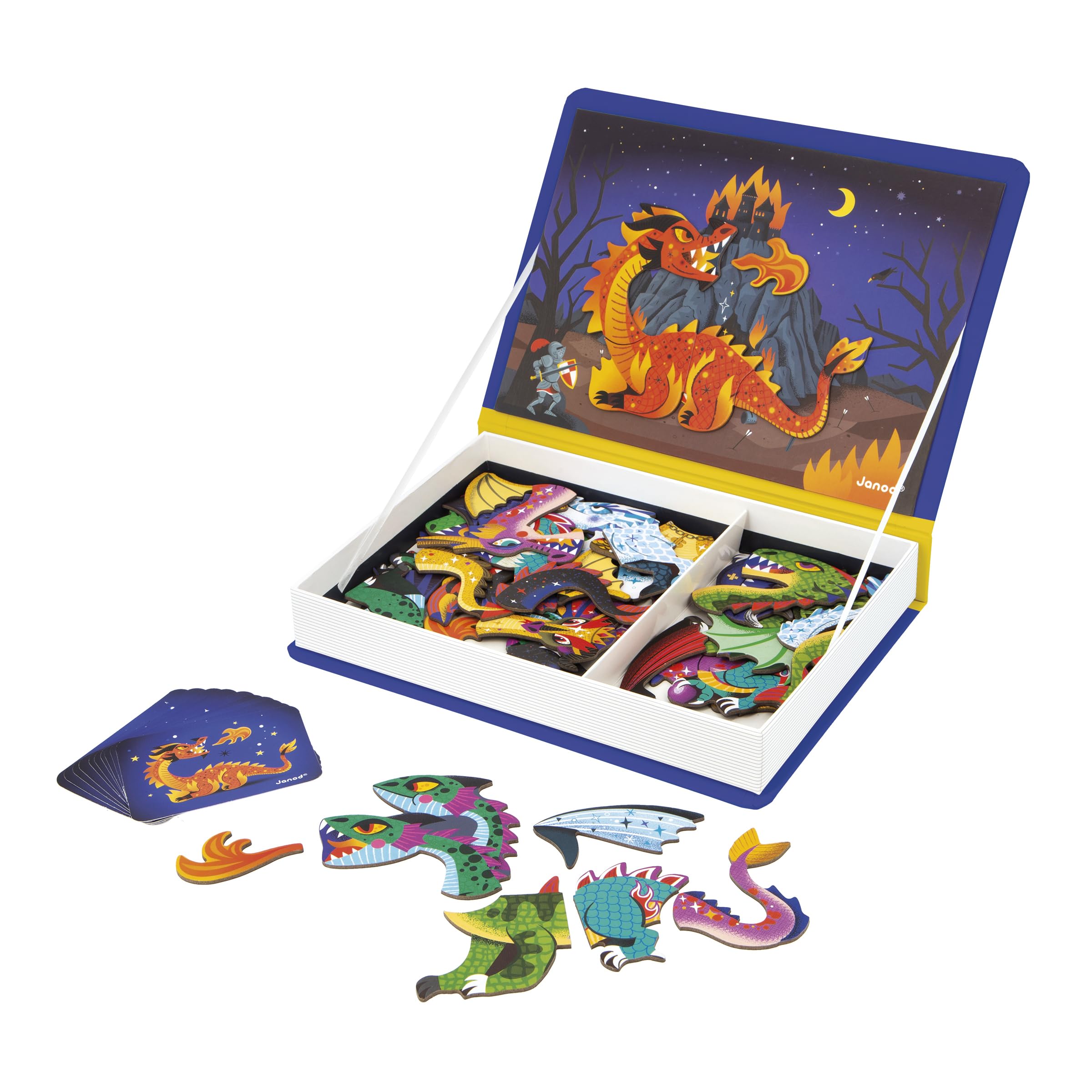 Janod, Magnéti'Book Dragons, Educational Magnetic Game 53 Magnets + 10 Models, FSC Cardboard Children's Toy - Image 4