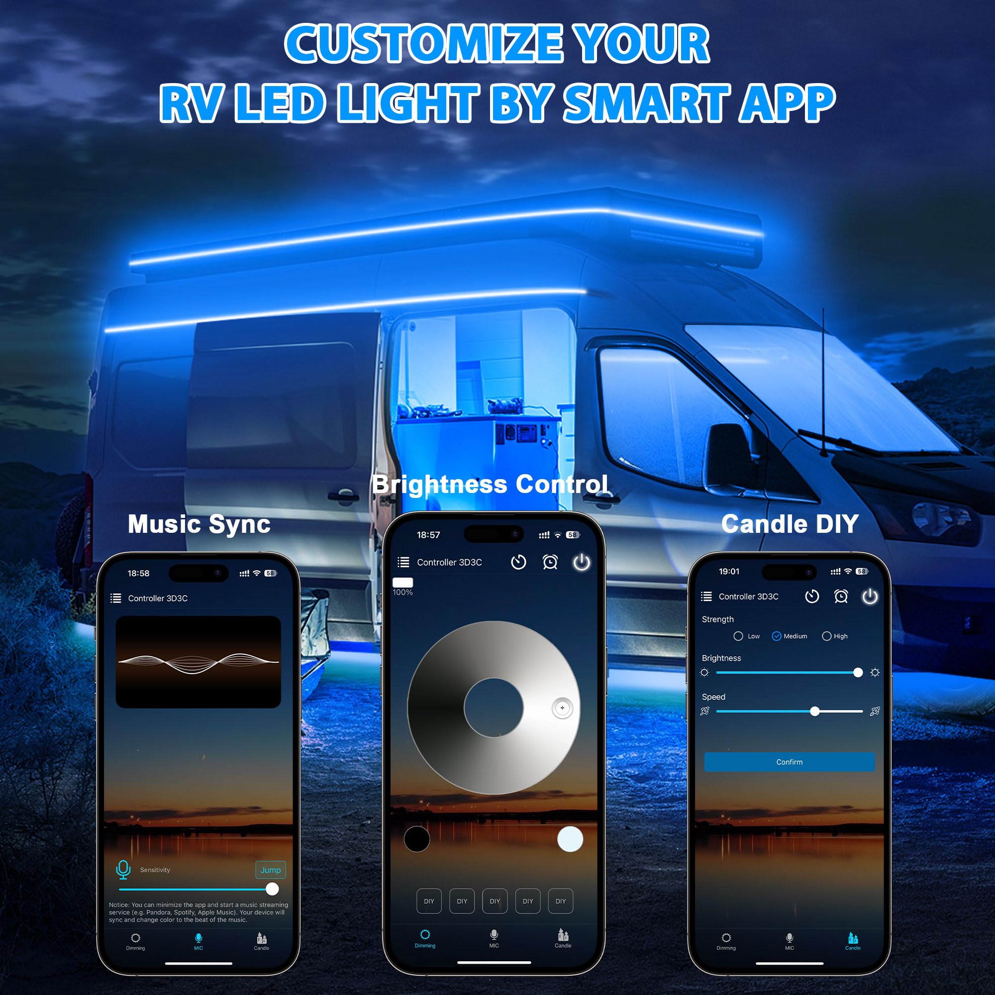 Snapklik TENDIST RV Awning Led Lights Strip 12V Blue Camper snapklik-tendist-rv-awning-led-lights-strip-12v-blue-camper