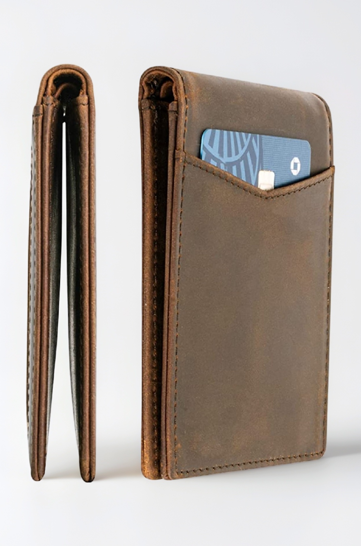 Men's Genuine Leather Wallet | RFID Blocking Bifold Wallet for Men | Up to 8 Card Slots Including 1 ID Window (Brown)