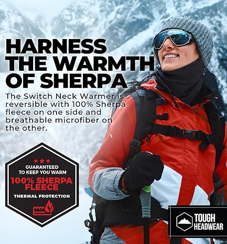 Miniatura 2 de Tough Headwear Swtich - Polainas de cuello de invierno para hombres y mujeres, polaina de cuello de forro polar, polaina de esquí, reversible