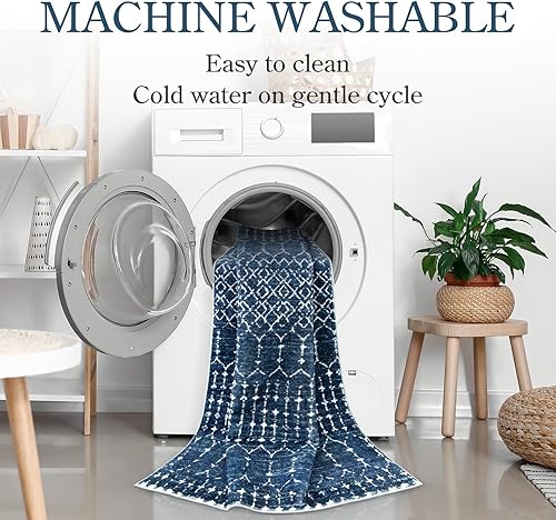 Miniatura 3 de Lahome Alfombras marroquíes de interior para entrada, alfombra de área de 2 x 3, parte trasera antideslizante, lavable, tapetes de bajo perfil,