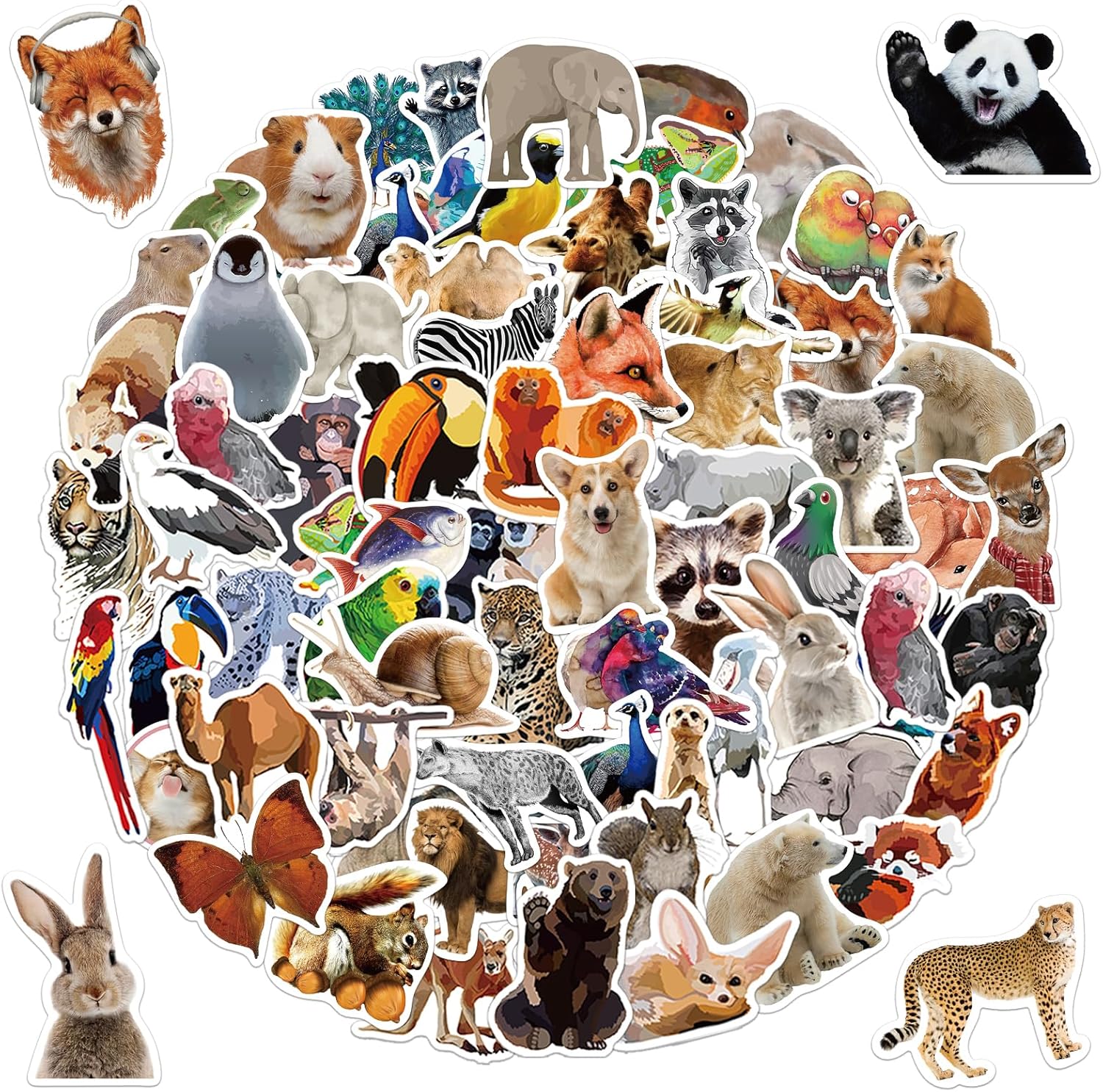 100Pcs Cute Animal Water Bottle Stickers for boy Girl Teen Adult Student Cute Summer Waterproof Vinyl Ocean Beach Decals for Luggage Notebook Laptop Water Bottle Phone Skateboard