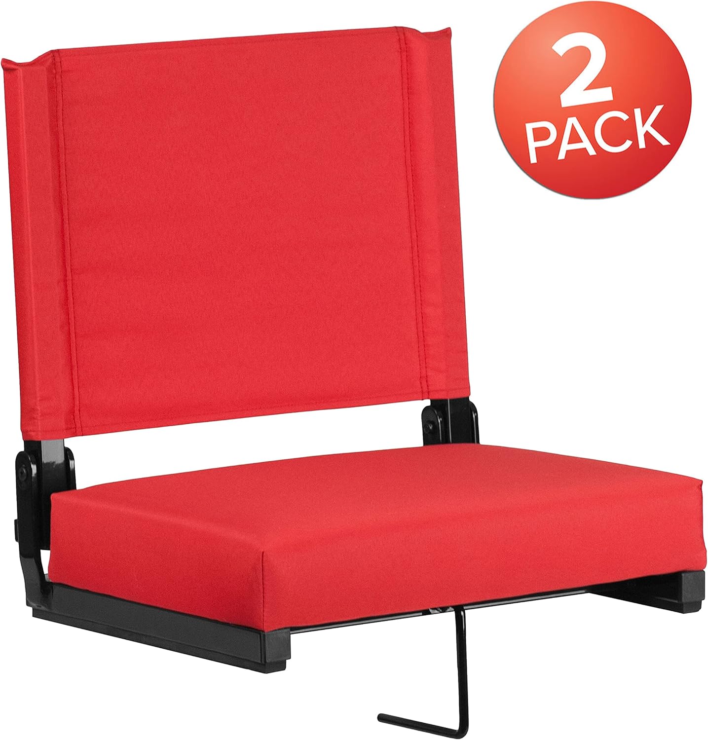 EMMA + OLIVER Set of 2 500 lb. Rated Lightweight Stadium Chair with Ultra-Padded Seat, Red