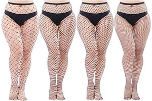 4 Pairs Plus Size Fishnets Tights: Dress to Impress with Style and Comfort