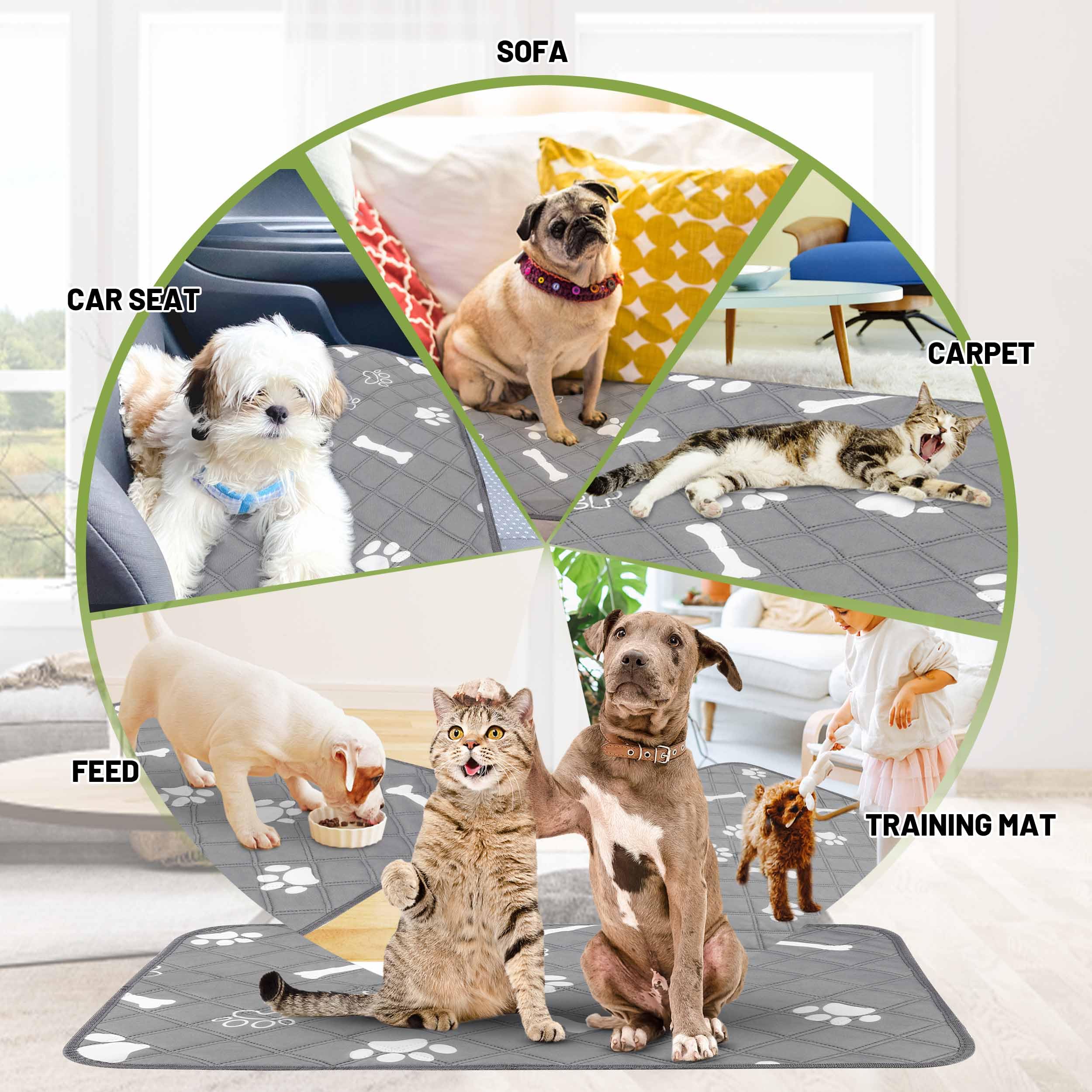 PatiencET Almohadillas lavables para orina para perros, 18 x 24 pulgadas, reutilizables, superabsorbentes, paquete de 4 almohadillas para orinal para cachorros con parte inferior impermeable para