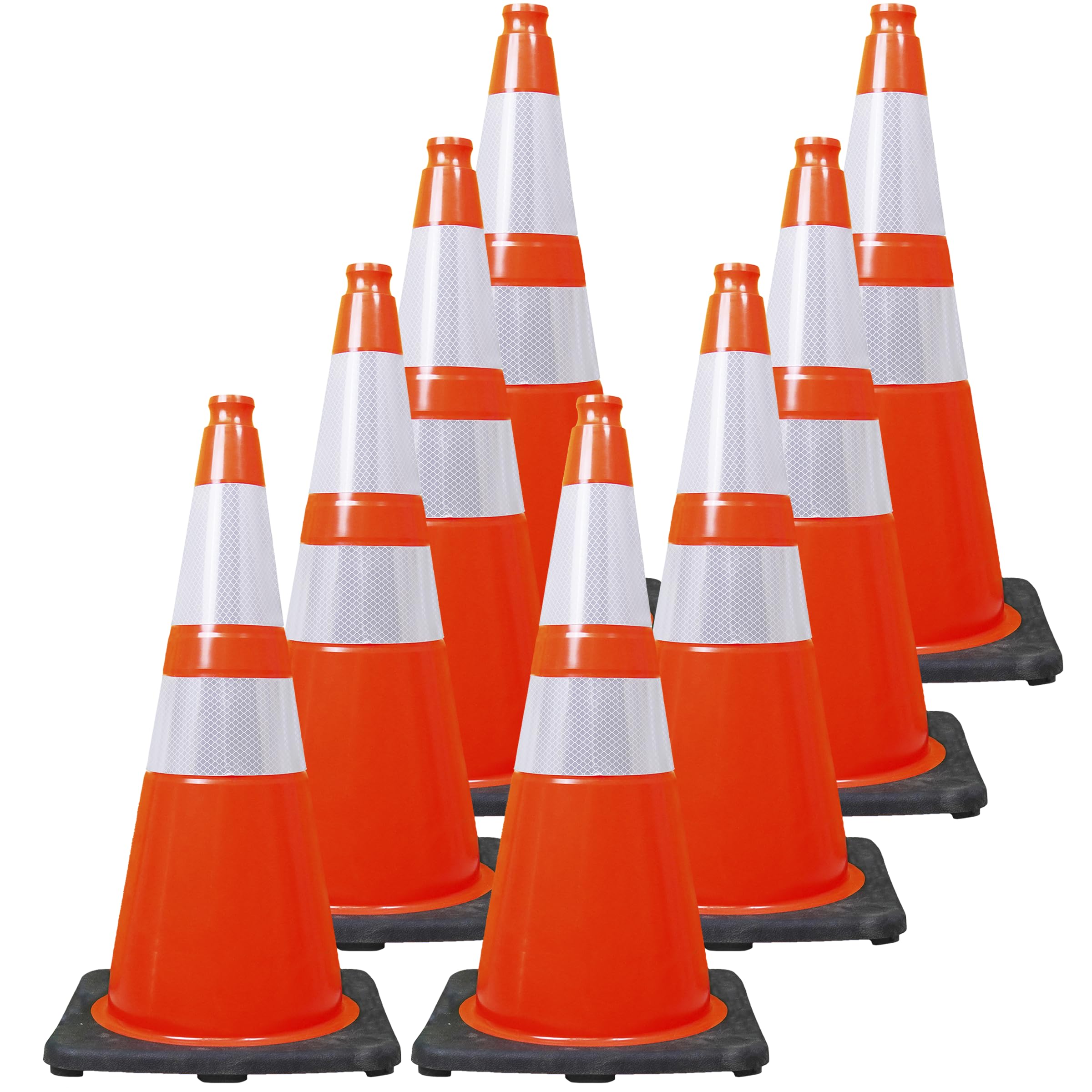 Brimar 28 Inch Performance Cones, 8 Pack, Orange PVC Traffic Safety Cones with 10 lb. Black Base for Construction, Road Parking, MUTCD Approved,
