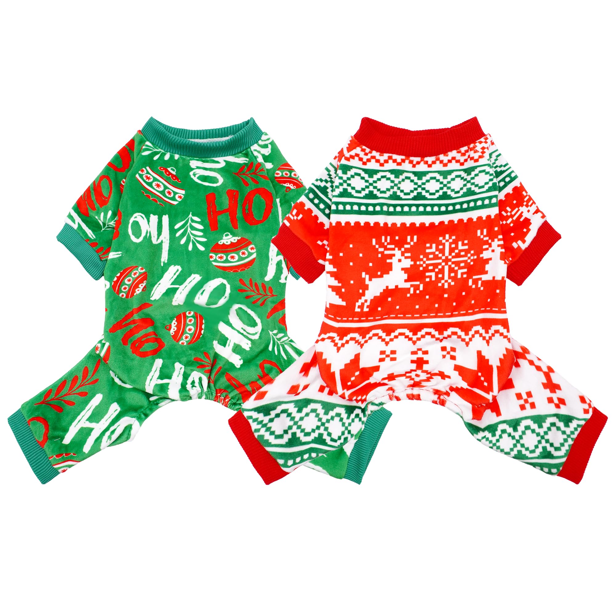 JpGdn 2PCS Christmas Dog Pyjamas for Large Breed Dogs Pjs Onesies Outfits Pet Jammies Boy Girl Male Female Pajamas Snowflake Elk Pattern Christmas Clothing Accessories L — image 1