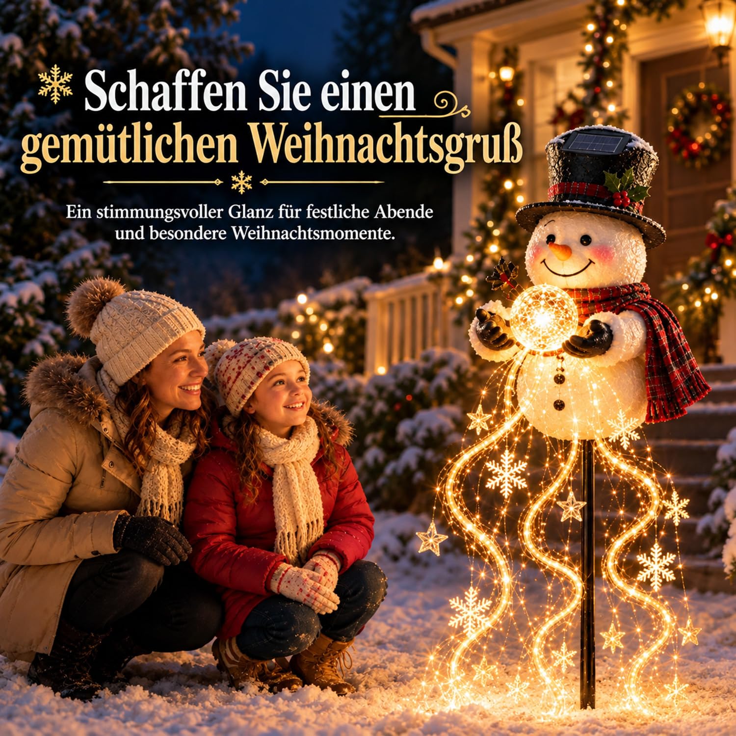 Schneemann LED-Gartenleuchte, Weihnachtsbeleuchtung für Außen (2pcs)