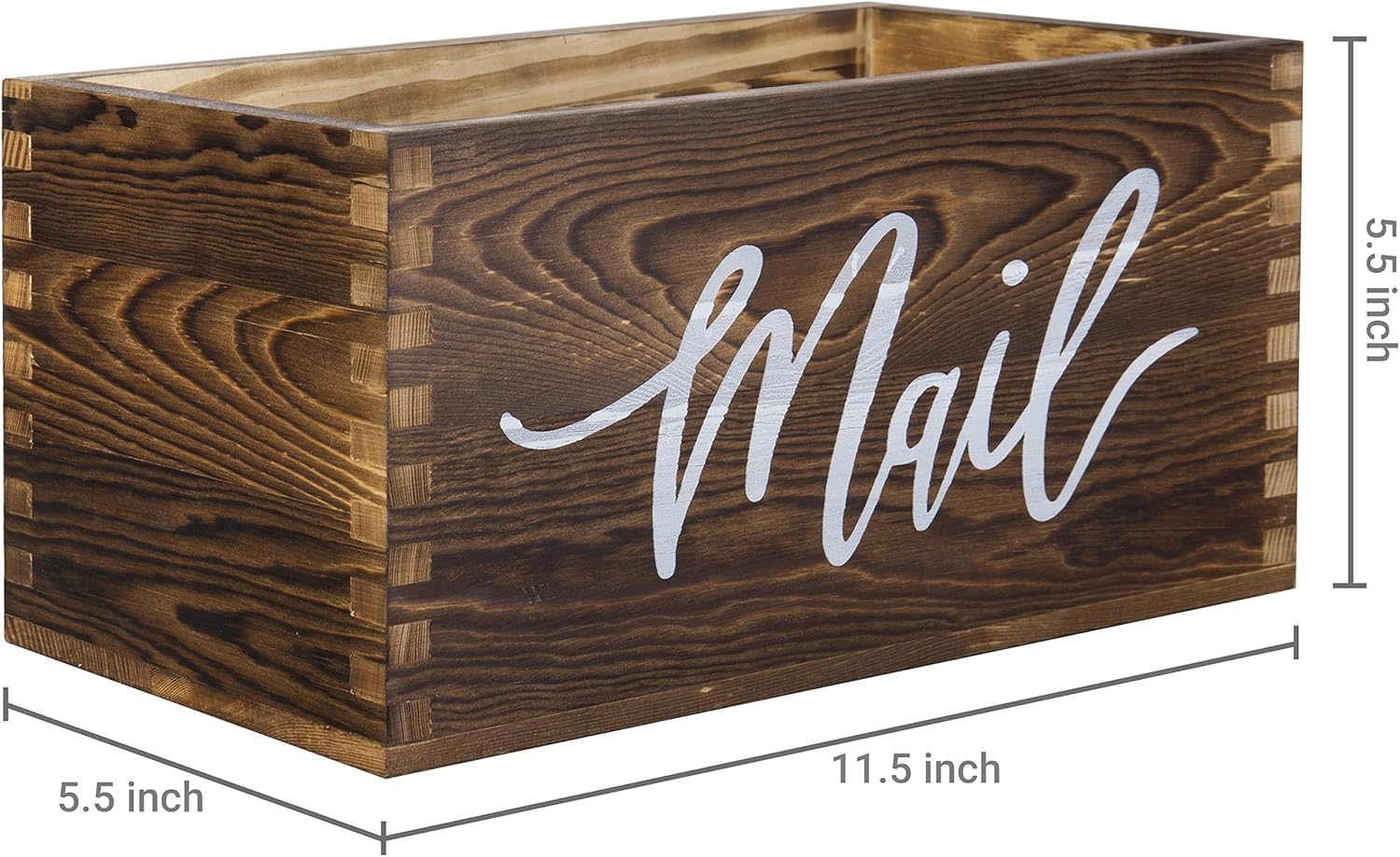 MyGift Mail Holder Storage Organizer Box Rustic Brown Wood with MAIL Script Design, Desktop Letters, Bills, Notes and Postcard Bin for Home Office Dorm Room