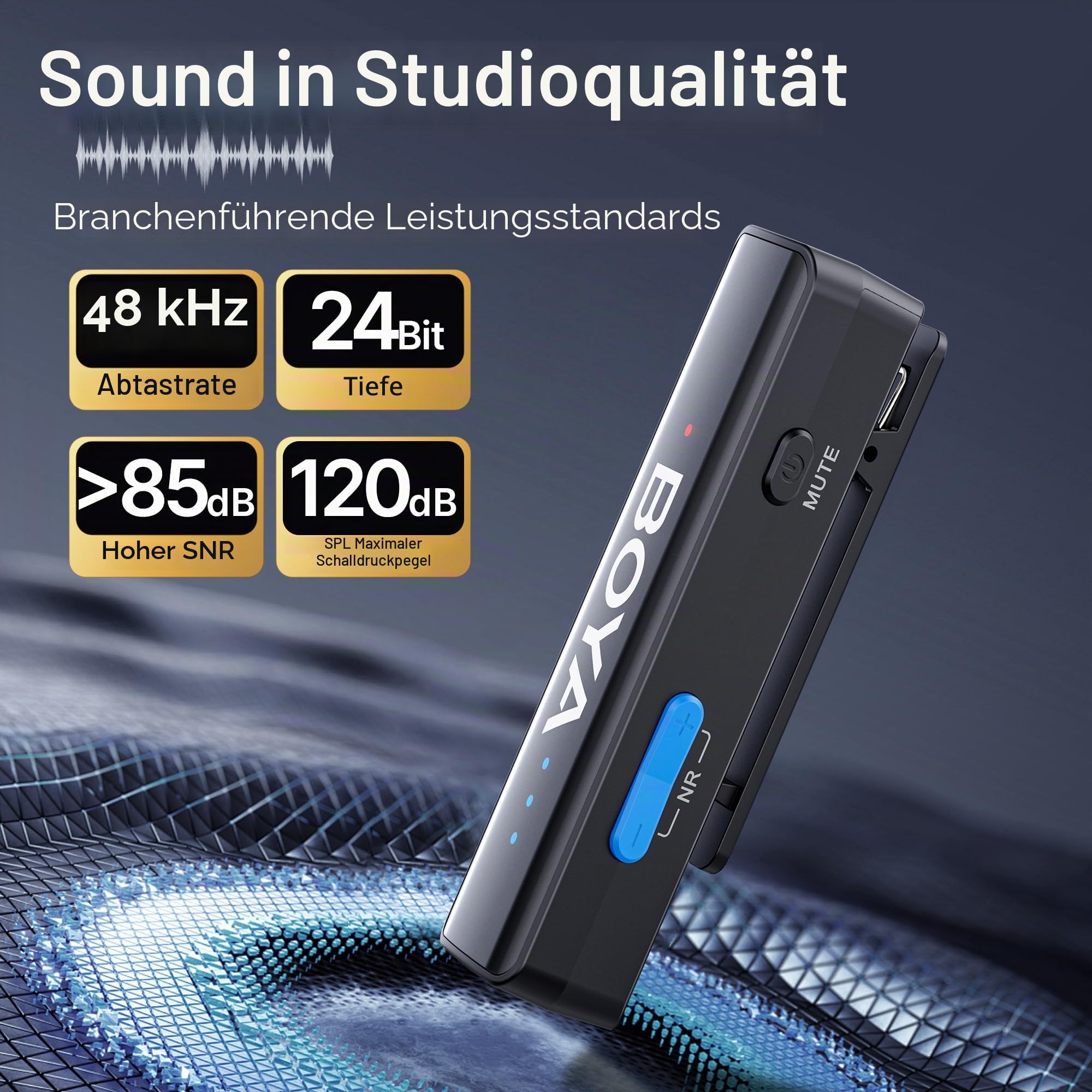 BOYA BOYALINK 2 A2 Drahtloses Lavalier-Mikrofon für iPhone, Kamera, Android, Kabellos Mini Mikrofon, 48 kHz 24 Bit, 1000ft, Rauschunterdrückung, Clip on Mic USB-C/Lightning/3.5mm TRS