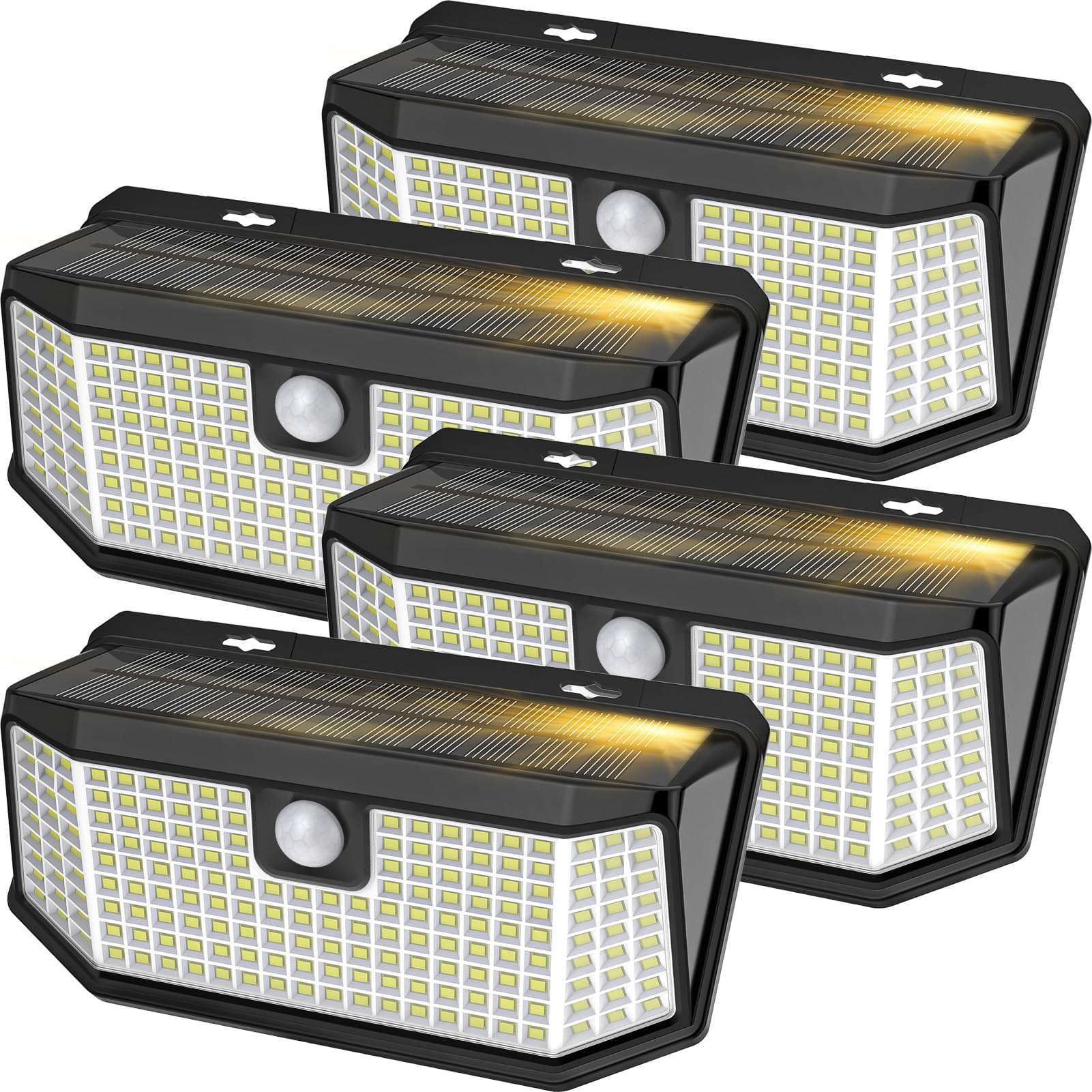 Aootek Solar Outdoor Motion Sensor Lights 2500Lm Solar Panel to 15.3 in² and 3 Modes(Security/Permanent On All Night/Smart Brightness Control) with IP65 Waterproof with Wide Angle(4pack)