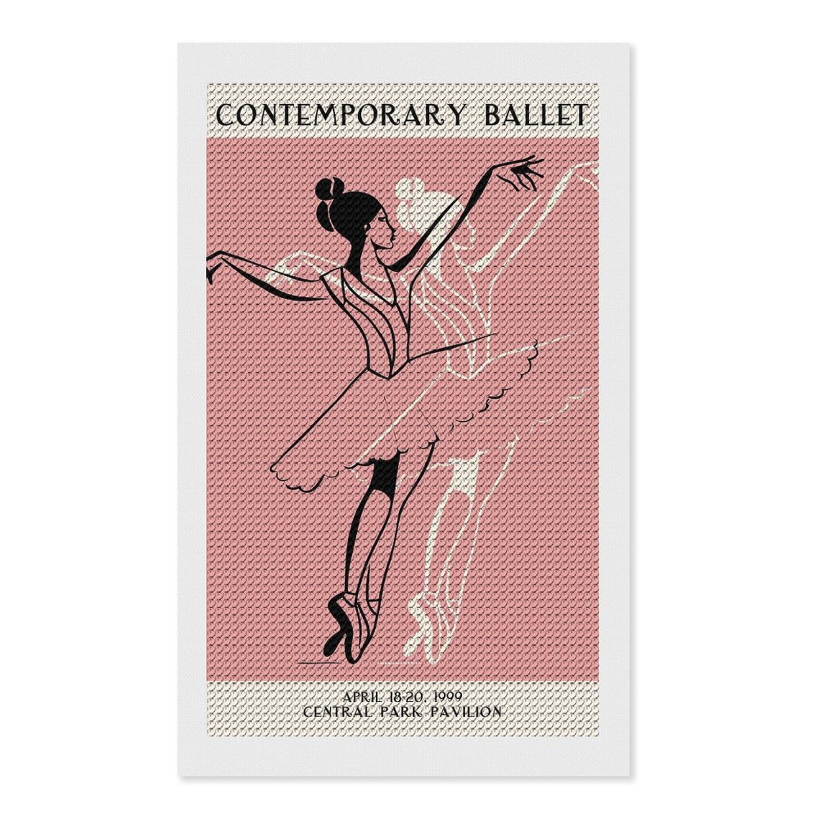 Junmoney Retro Ballet Diamond Painting Set 12"x20", Holiday Gift Idea, for Creative Relaxation, Fun Craft Experience, Vintage Style Decor