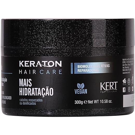 Keraton, Máscara de tratamento, Mais Hidratação, Hair Care, 300g, Preto