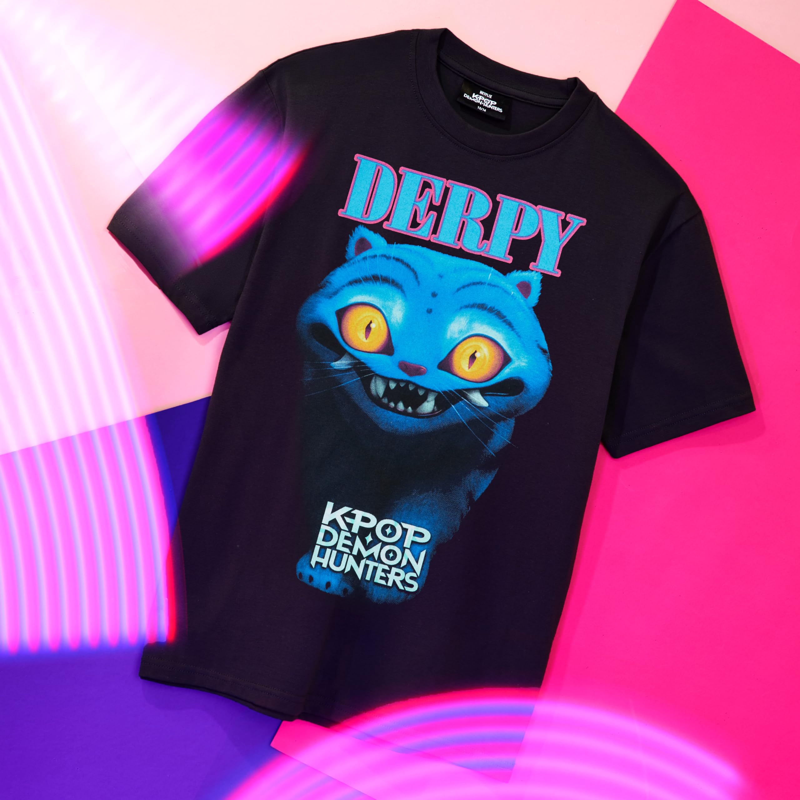 KPop Demon Hunters Oficial Camiseta Niña Manga Corta, Huntrix Saja Boys Derpy Tiger, Regalo Niña Chica