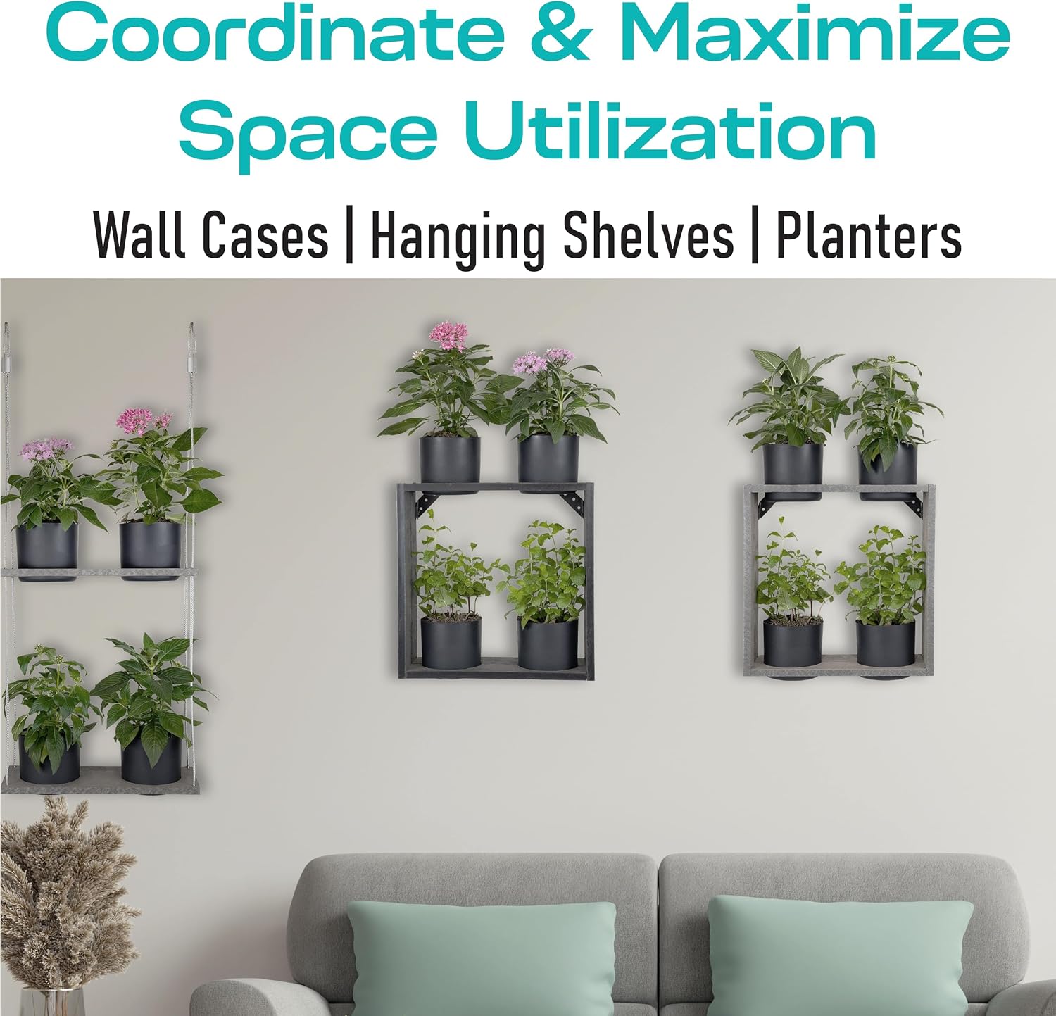 Hanging Planter Line, Plant Hanger, Coffee Brown, 4 Pots Case image 2