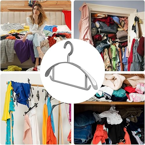 Miniatura 5 de Paquete de 10 ganchos anchos para colgar el hombro, antideslizante para ropa, organizador de armario con barra de pantalones, percha resistente,