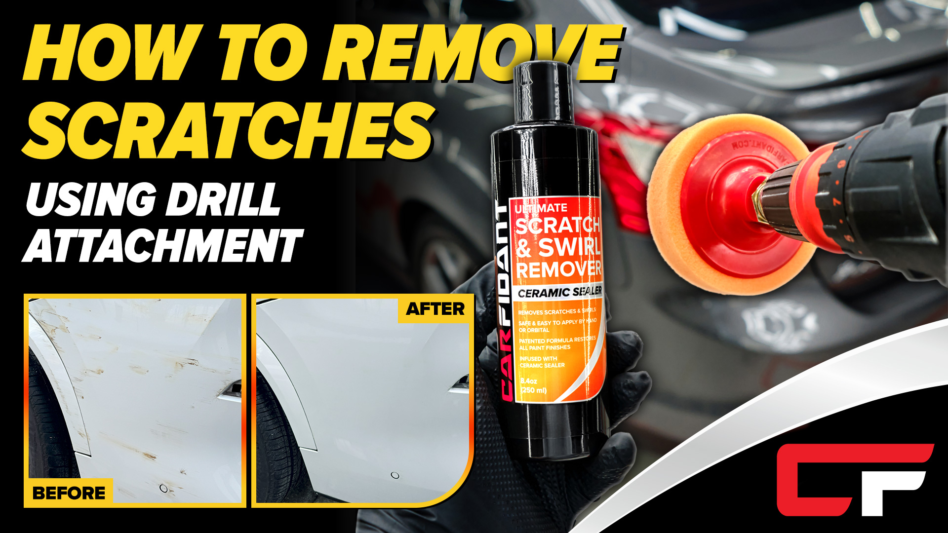 Image of Carfidant Scratch and Swirl Remover - Car Scratch Remover for Vehicles Paint - Polishing Compound for Cars - Paint Restorer Kit with Pad, Microfiber and Drill Attachment