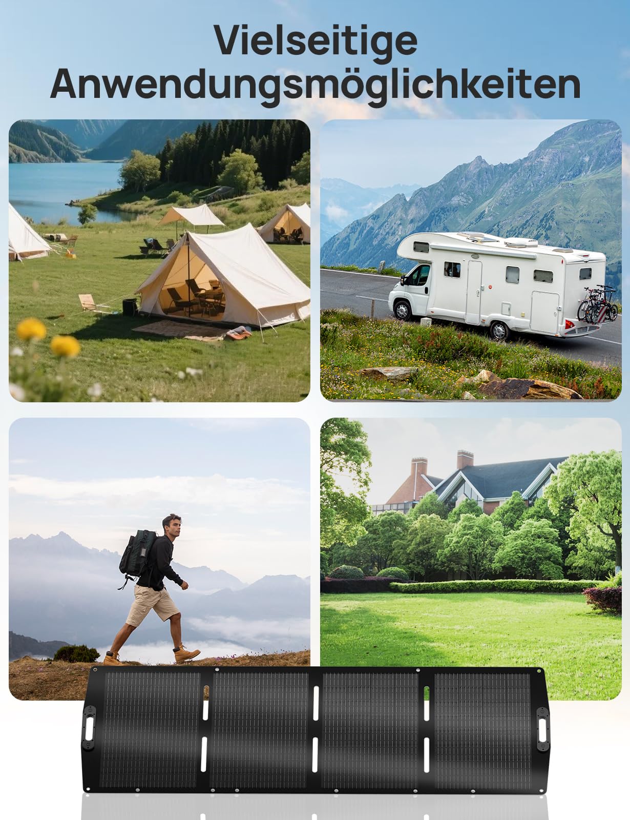 ECO-WORTHY 200W Faltbare Solarpanel für Powerstation Camping Wohnmobil Outdoor Notstromversorgung