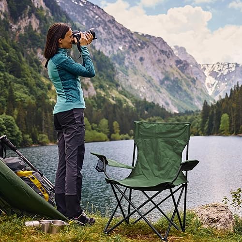 Miniatura 4 de 2 Pack Portable Camping Chairs Folding Lawn Chair Outdoor Lightweight Beach Chair with Cup Holder & Carry Bag for Outside Sports, Fishing, Hiking,