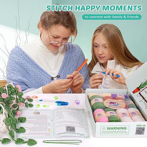 Miniatura 10 de Crochetta Kit de ganchillo para principiantes, kit de inicio de ganchillo con tutoriales en video paso a paso, kits de aprendizaje para adultos y