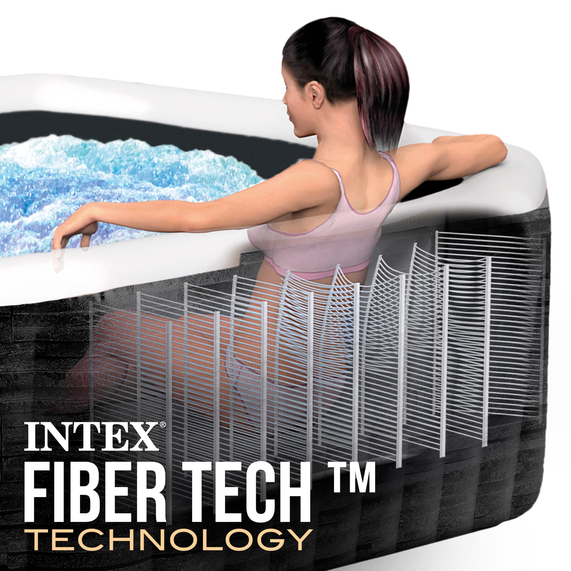 Intex - 28450EX - Pure Spa Bulles Ardoise 4 Places, Gris Ardoise