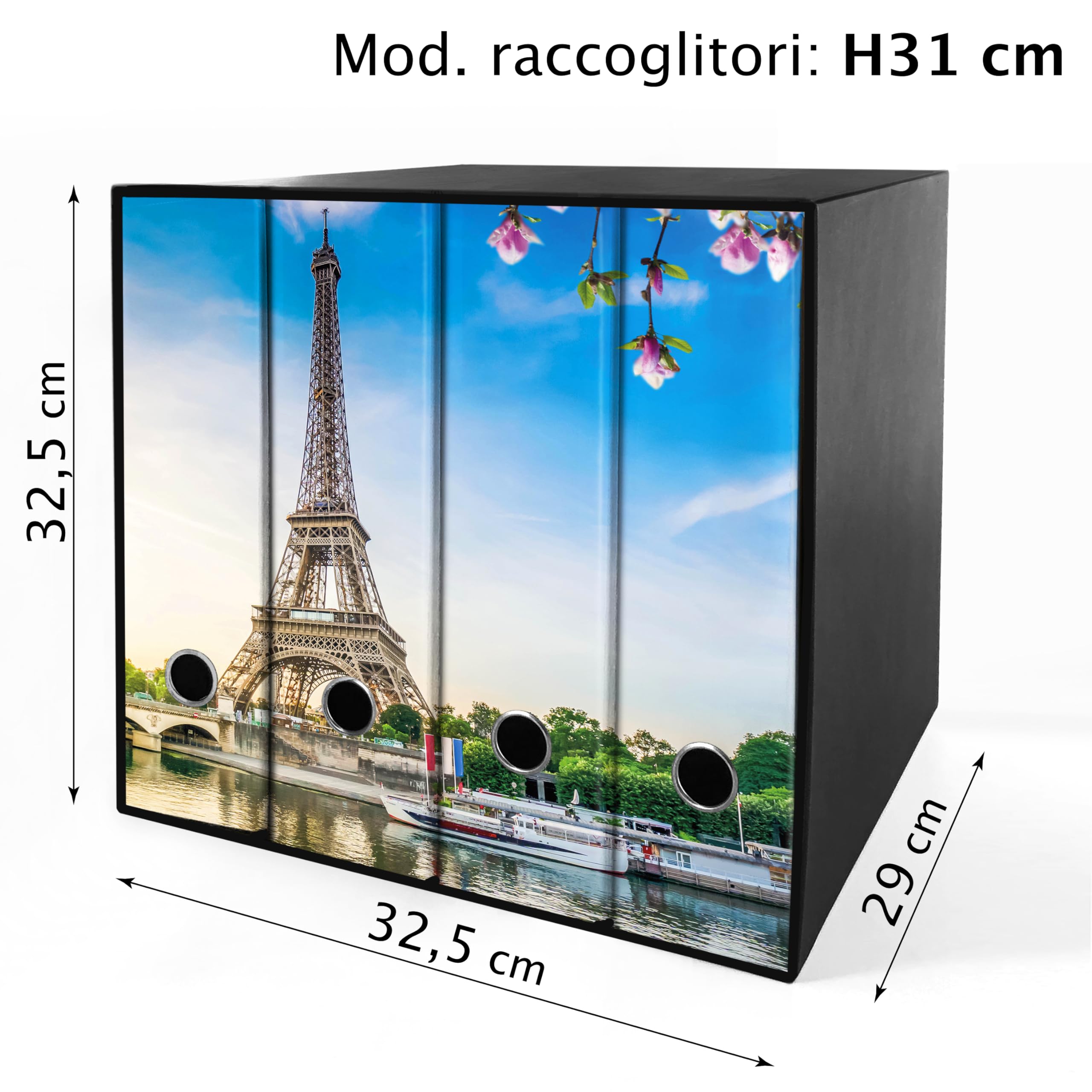 Set da 4 raccoglitori ad anelli PARIGI - Faldoni SHAREPRINTING (H31 con 2 anelli)