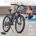Funhang Vélo électrique pour adultes, 1000W Ébike de pointe, 50Miles Vélo de montagne électrique, 26" Vélo électrique pour adultes avec 48V Batterie amovible, Fenders,7 Vitesse, suspension avant, UL 2849 Certifié