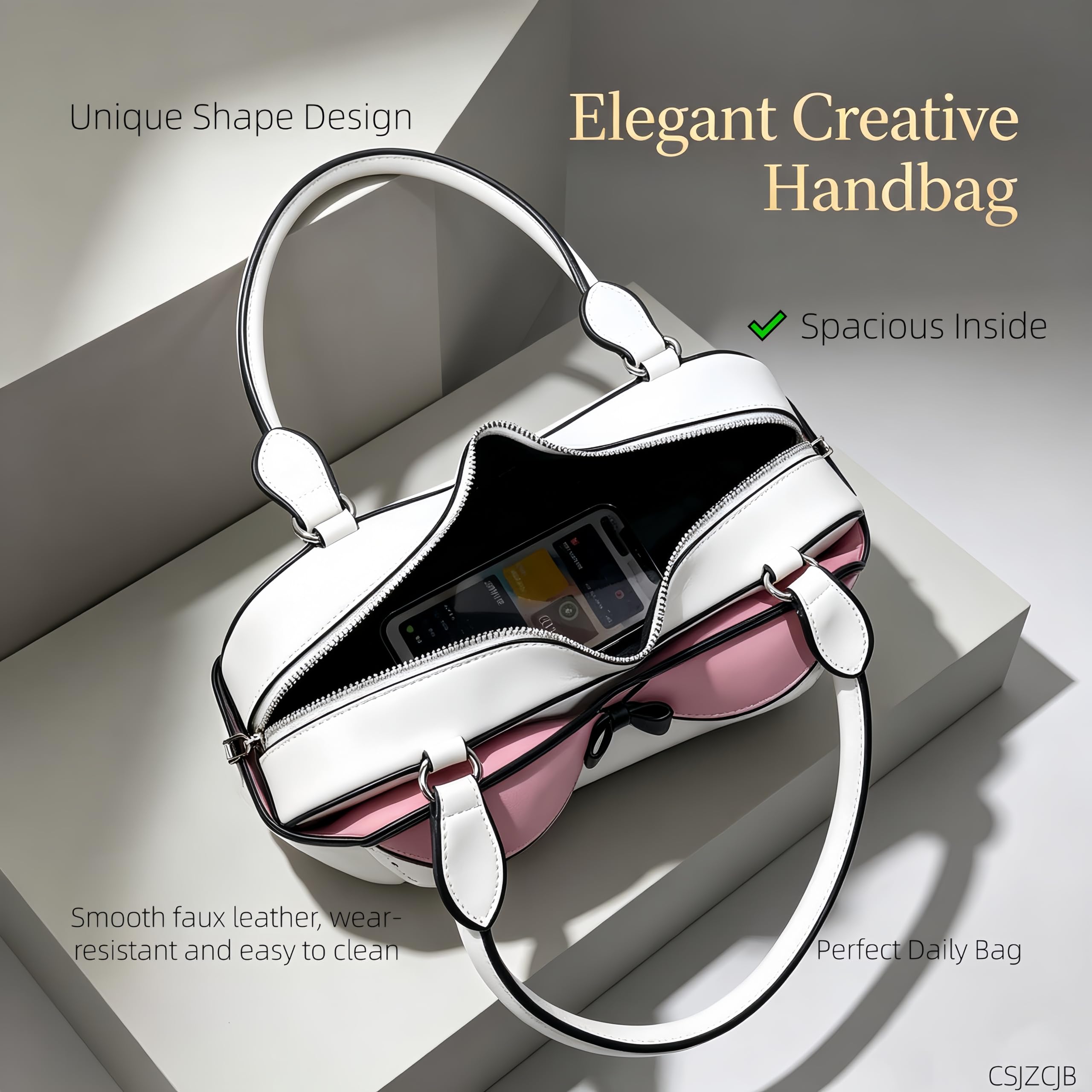 Bolso de hombro con forma de sujetador, bonito bolso de coqueta de lunares | Bolso de mano de piel sintética con lazo de lunares para mujer