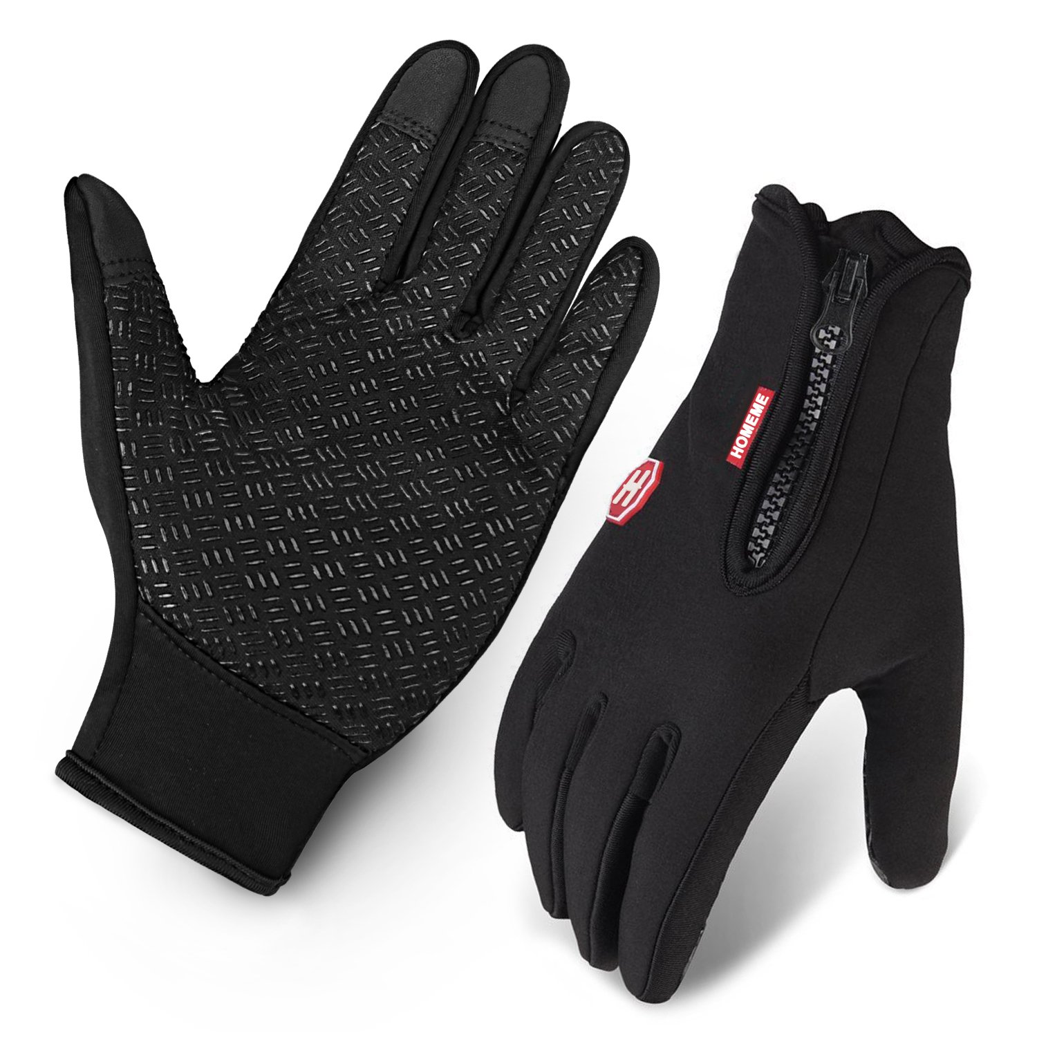 Cycling Gloves, Waterproof Touchscreen in Winter Outdoor Bike Gloves Adjustable Size Black