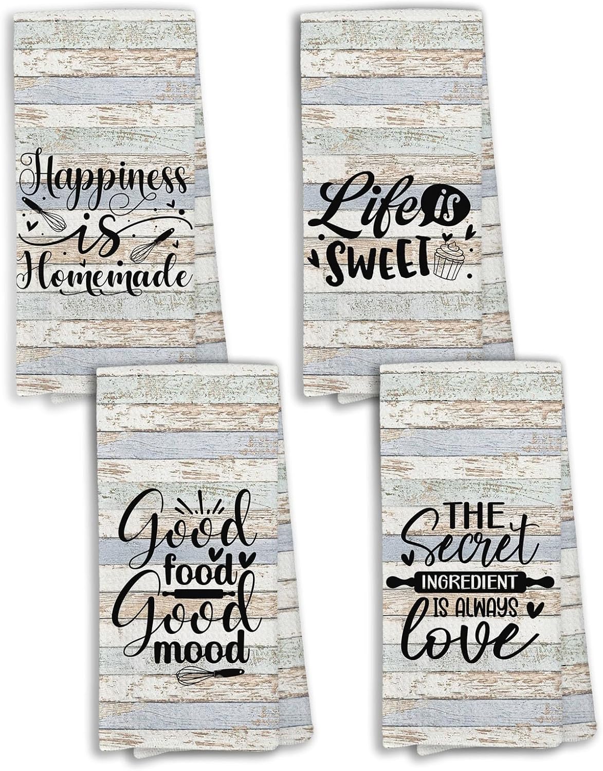 Farmhouse Kitchen Towels Set of 4, Cooking Baking Bakers Decor, Funny Hostess Cooking Bakers Baking Hand Towels for Home, Kitchen Gifts for Women